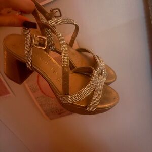 Copper Key Gold Strappy Heels